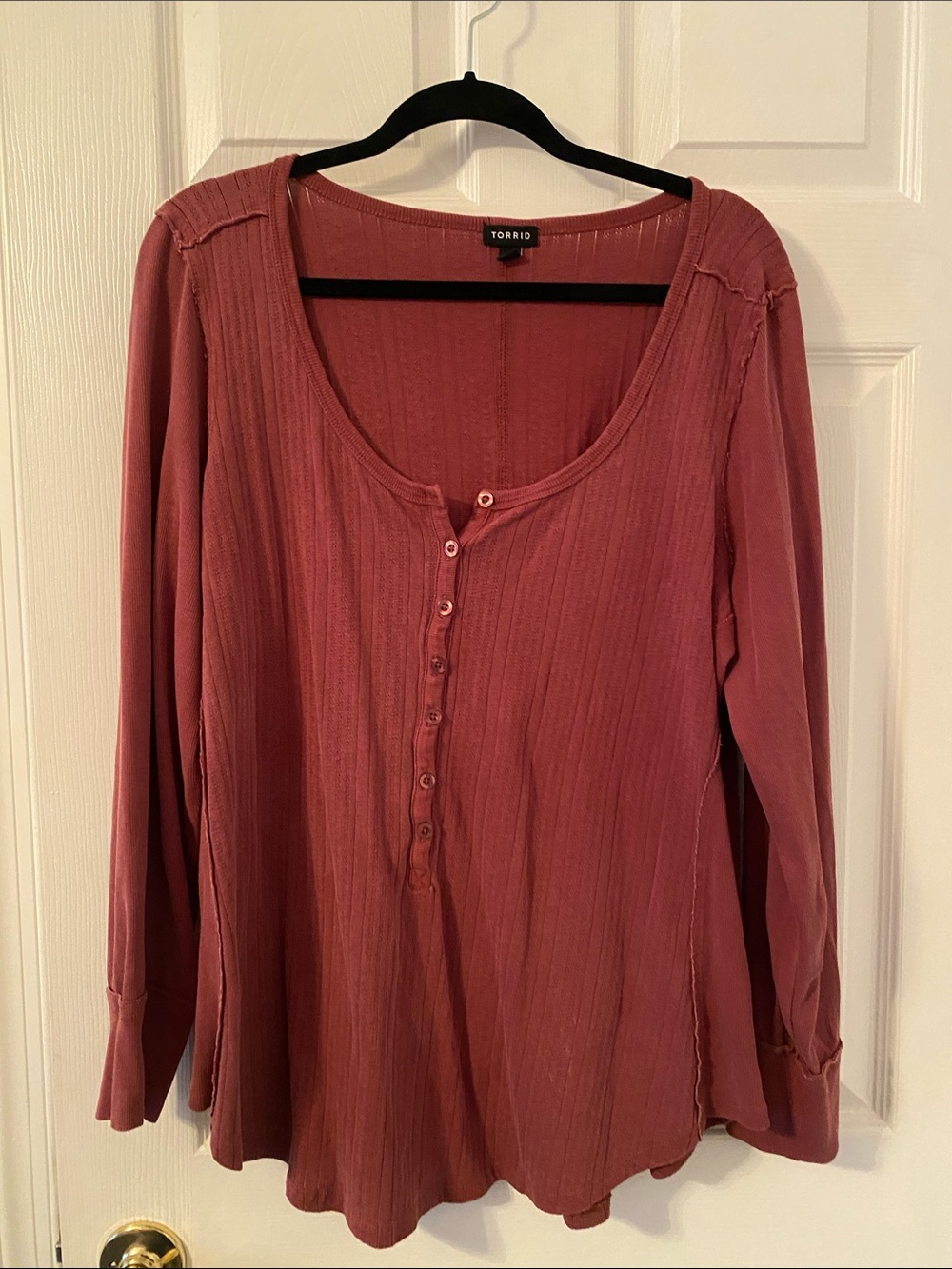 torrid dusty rose long-sleeve ribbed henley